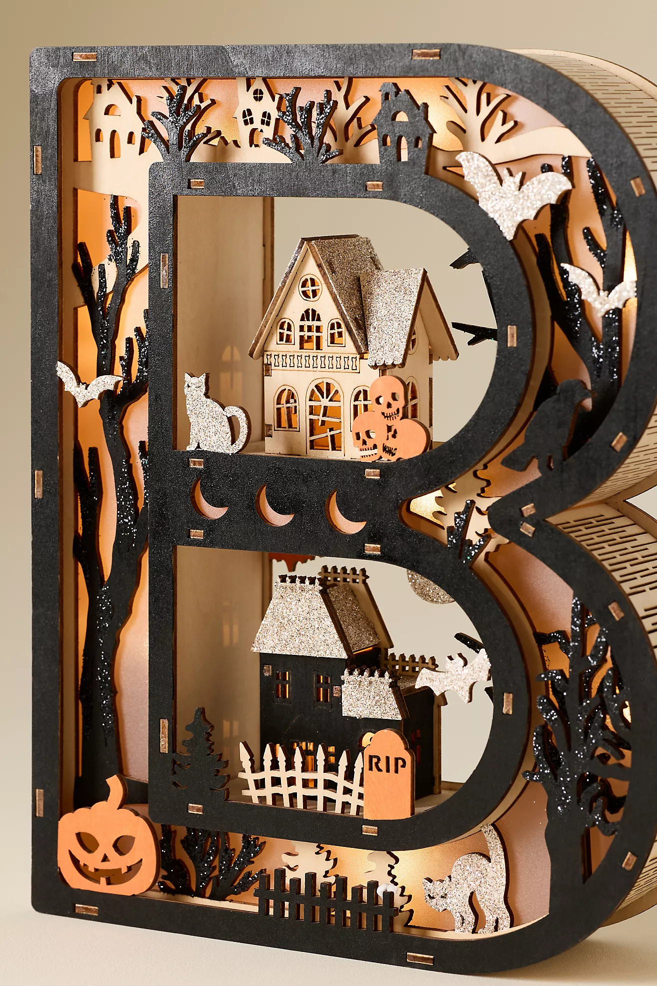 Boo Halloween Light-Up Wood Mantel Letters | Anthropologie (US)