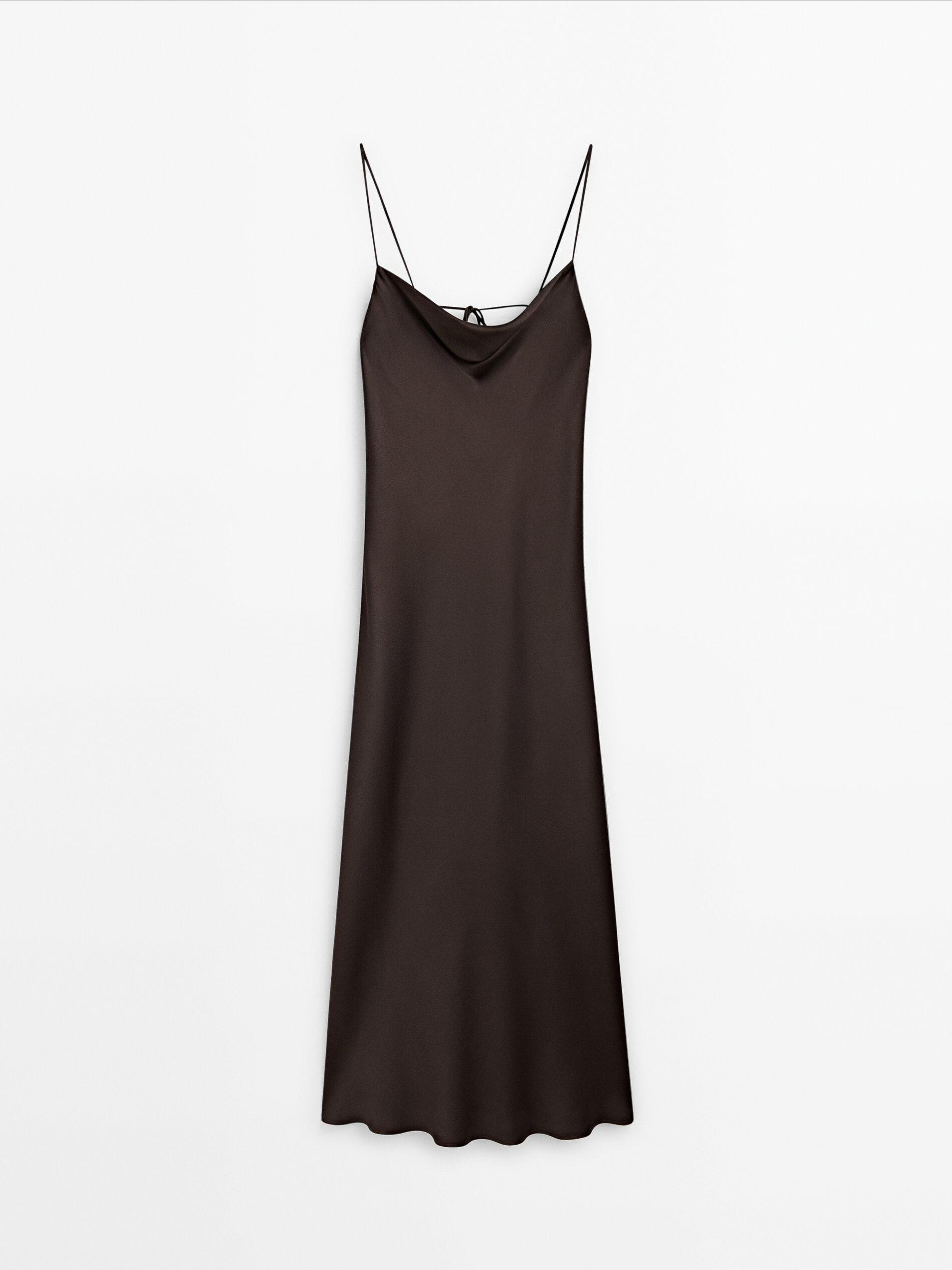 Satiniertes Midikleid in Lingerie-Optik | Massimo Dutti DE