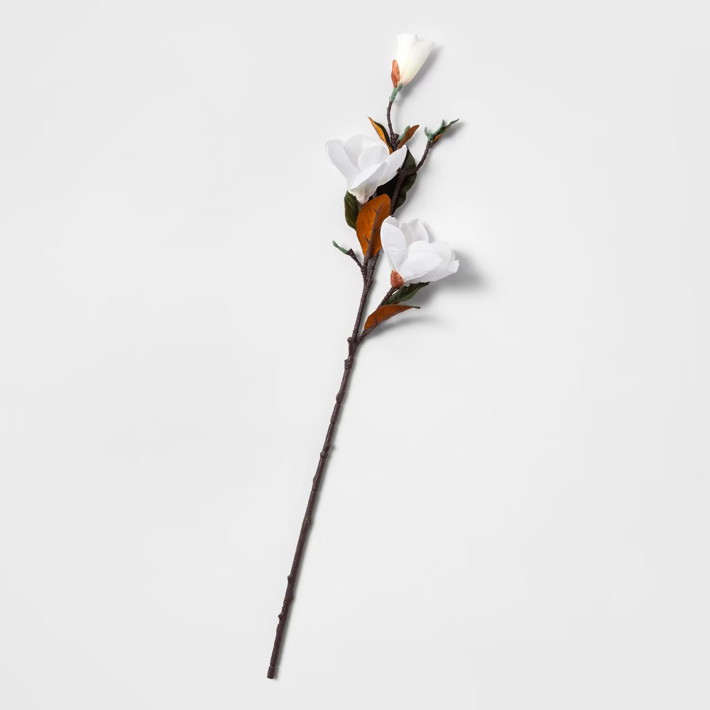 28 Artificial Magnolia Flower Stem White/Green - Threshold | Target