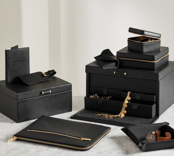 Quinn Leather Jewelry Storage Collection - Foil Debossed | Pottery Barn | Pottery Barn (US)