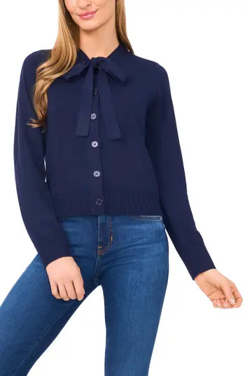 CeCe Tie Neck Cardigan in Classic Navy at Nordstrom Rack, Size Large | Nordstrom Rack