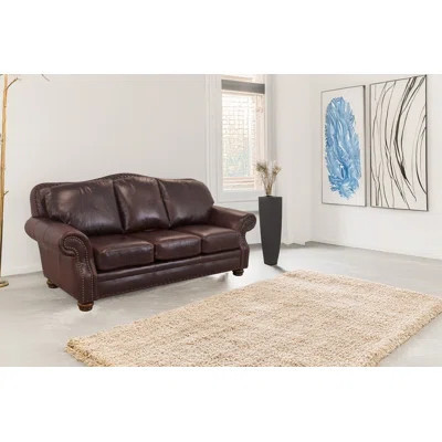 Somto 96" Genuine Leather Rolled Arm Sofa | Wayfair North America