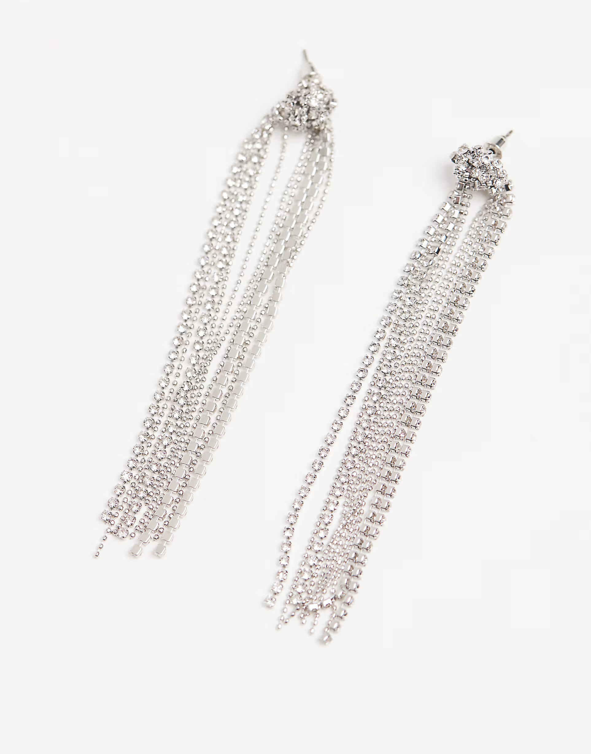 Accessorize knotted cupchain long drop earrings in silver | ASOS | ASOS (Global)