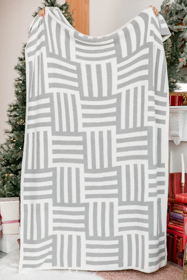 Make Me Believe Basketweave Grey Blanket DOORBUSTER | Pink Lily