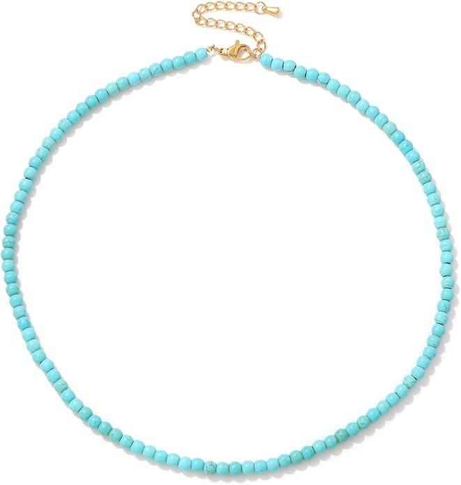 Crystal Necklaces for Women 4mm Handmade Natural Stone Choker Beaded Necklace Healing Crystal Nec... | Amazon (US)