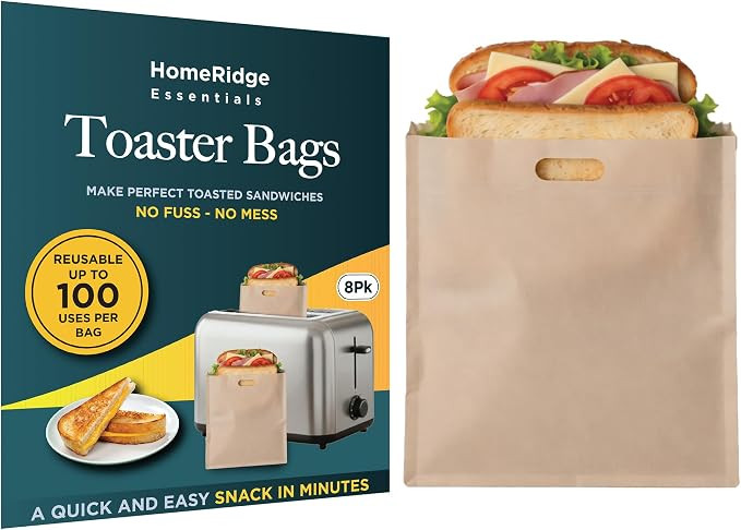 Reusable Toaster Bags for Sandwiches – Non-Stick Toaster Oven Bags for Grilled Cheese, Paninis,... | Amazon (US)