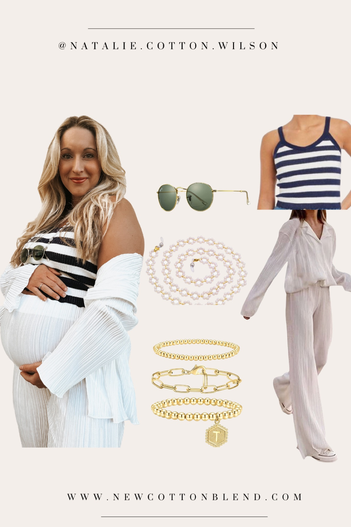 Target tank in M
Amazon set in L, size up 1 in third trimester
Bracelets, sunnies, sunglasses chain also Amazon 

#LTKunder50 #LTKbump #LTKcurves