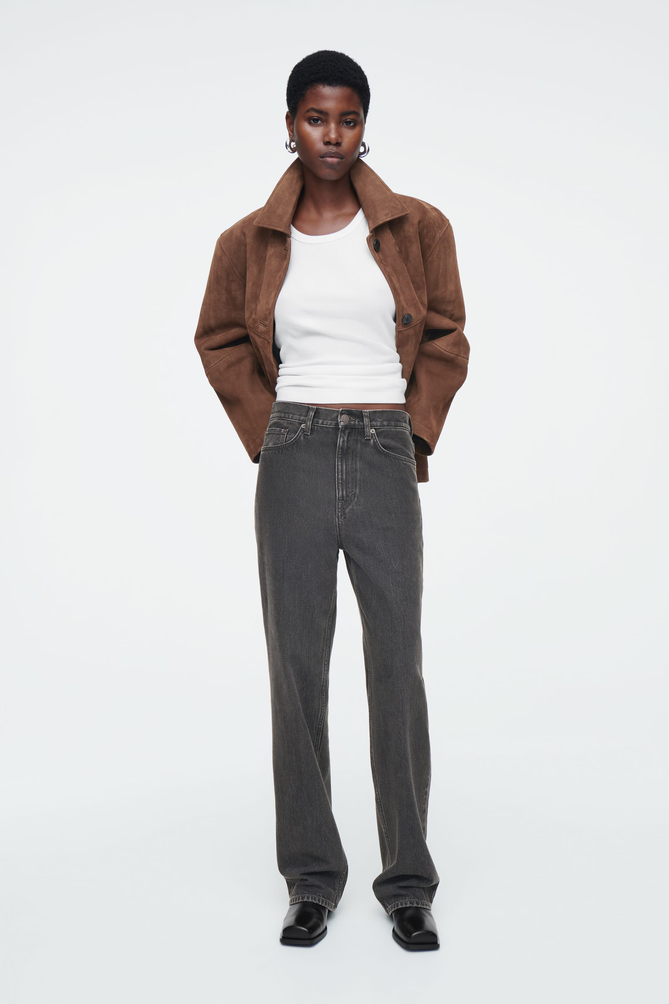 COLUMN STRAIGHT-LEG JEANS - WASHED BLACK | COS (EU)