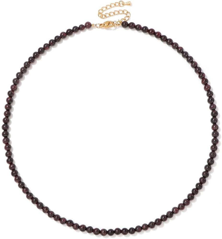 Crystal Necklaces for Women 4mm Handmade Natural Stone Choker Beaded Necklace Healing Crystal Nec... | Amazon (US)