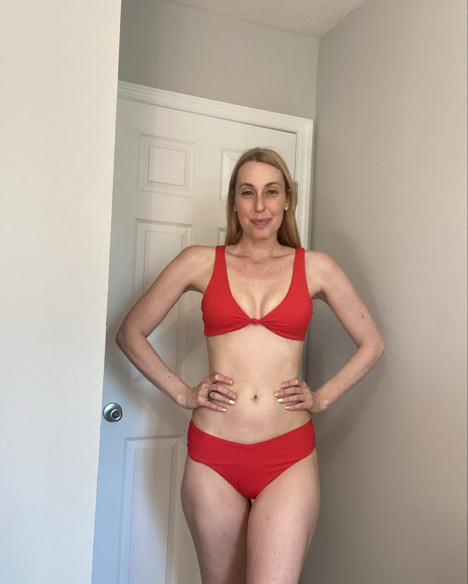 Bright red swim suit 
❤️ fits true so size, wearing small
❤️ the tops is very supportive 
Bikini

#LTKStyleTip #LTKSwim #LTKFindsUnder50
