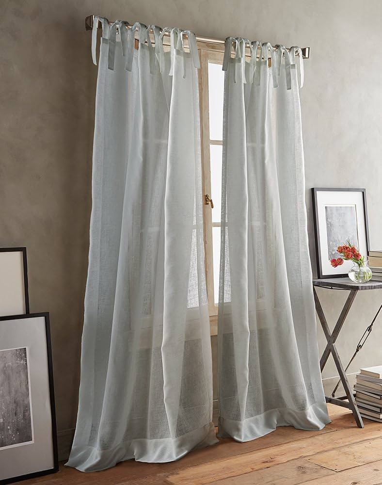 DKNY Paradox Tie Tab Sheer Window Curtain Panel Pair | Amazon (US)