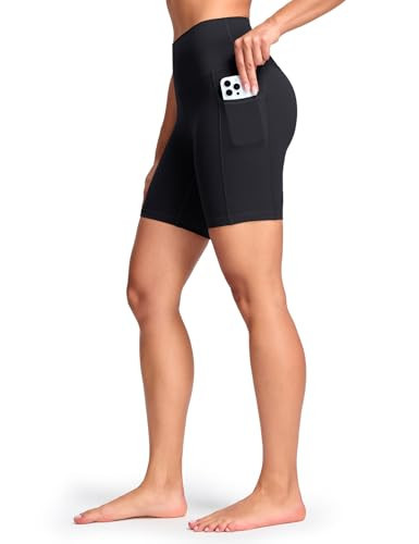 HeyNuts Workout Pro Women's Biker Shorts with Pockets, High Waisted Tummy Control Workout Buttery Soft Yoga Shorts 6'' Black S(4/6) | Amazon (US)
