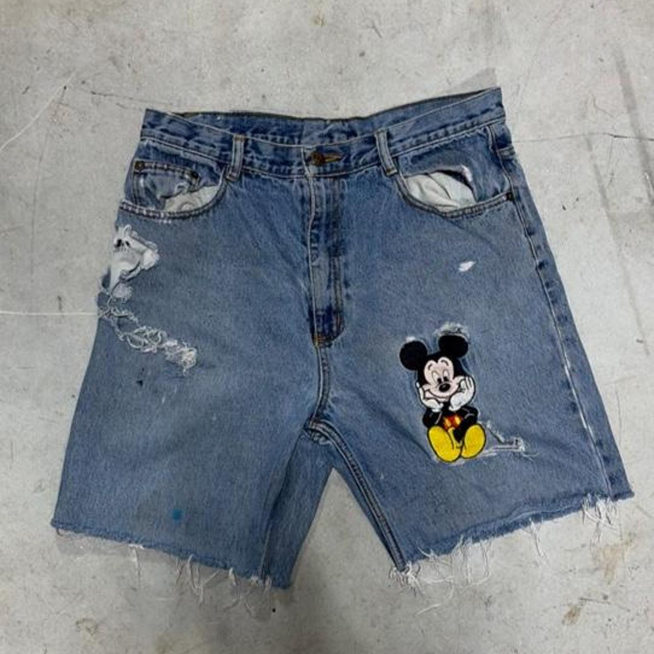 Limited Edition Mickey Mouse denim shorts patch... | Depop | Depop US