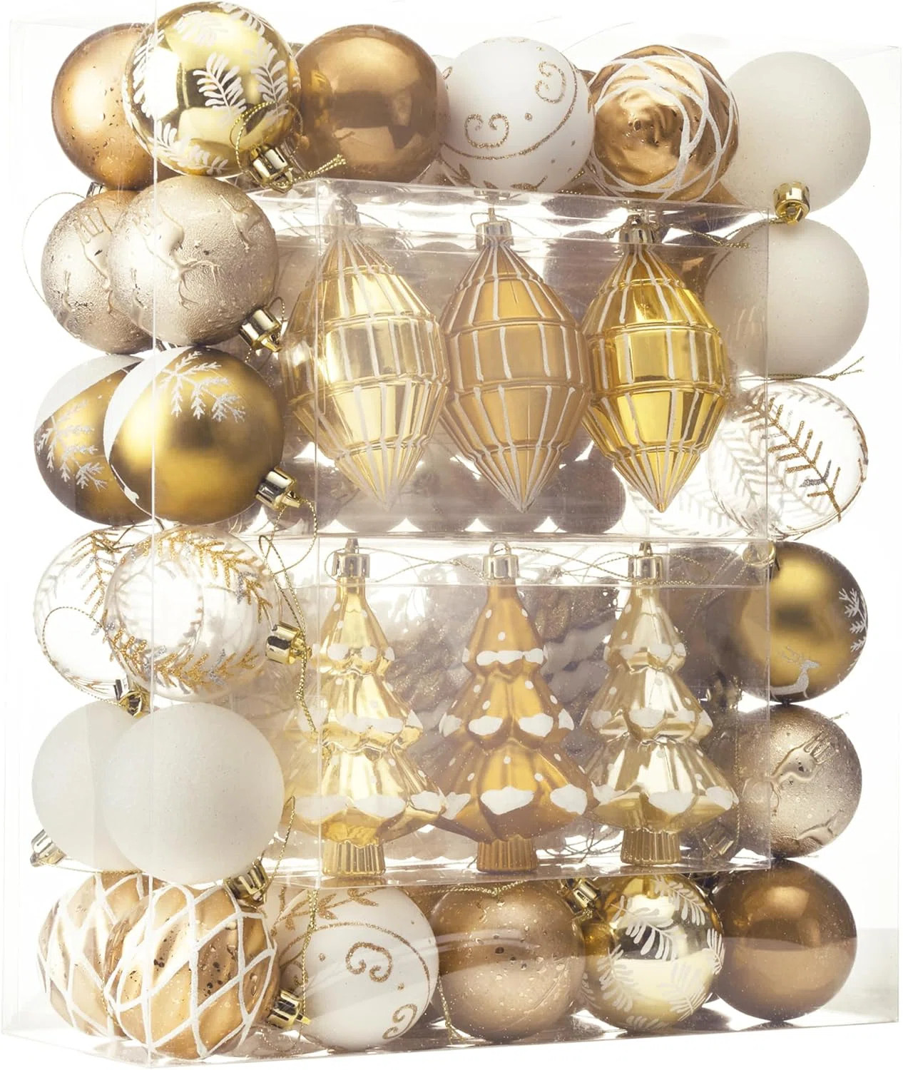 The Holiday Aisle® Ieasha 100ct Assorted Shatterproof Gold and White Christmas Tree Ornaments Se... | Wayfair North America