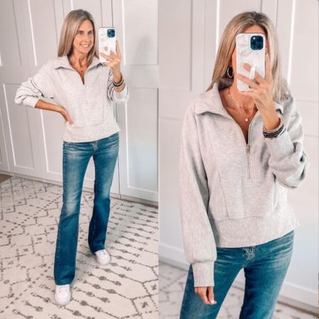 ⭐️ AMAZON pullover up to 60% off! comes in other colors / wearing a small / High waist bootcut jeans wearing a 27 / Nordstrom Anniversary sale / Nike lift sneakers 

#LTKFind #LTKunder50 

#LTKsalealert #LTKover40 #LTKfindsunder50