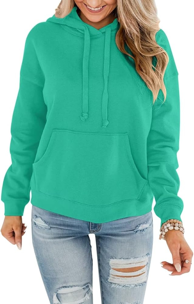 Minetom Women's Lightweight Pullover Hoodies Casual Long Sleeve Sweatshirts Tops with Pocket | Amazon (US)