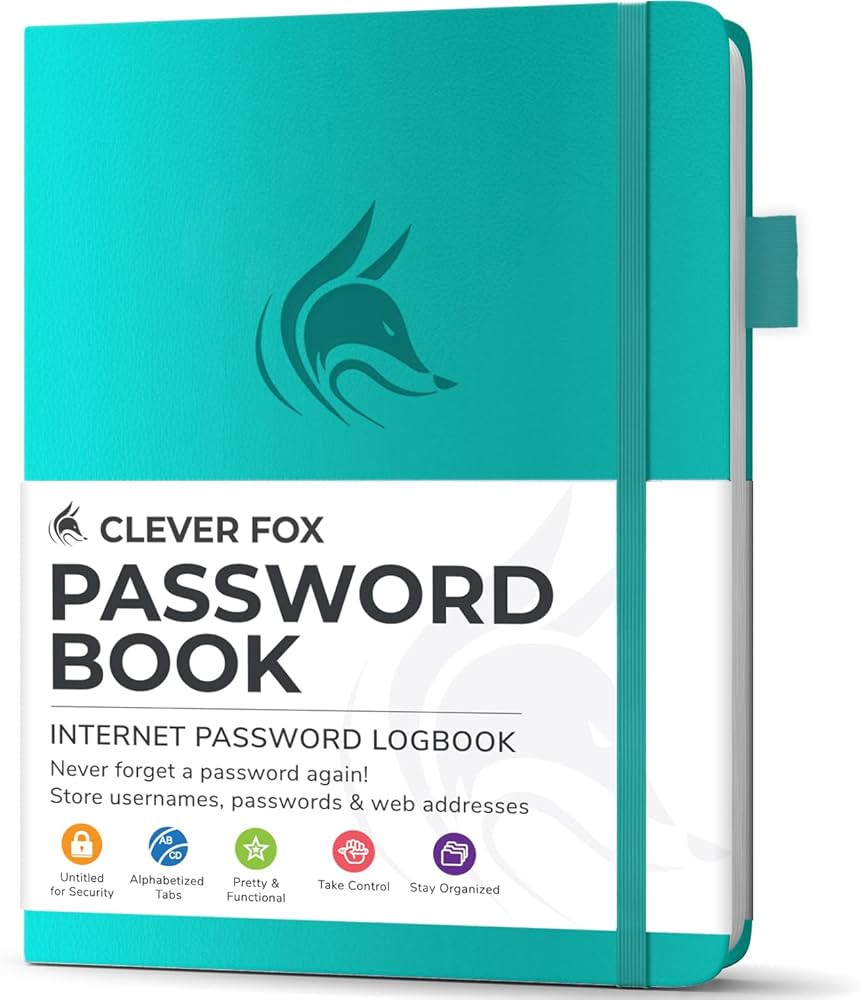 Clever Fox Password Book with alphabetical tabs. Internet Address Organizer Logbook. Small Pocket... | Amazon (US)