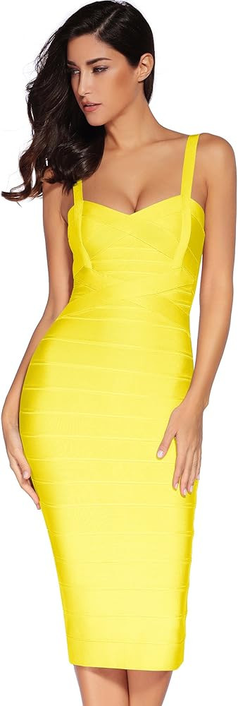 Midi Bodycon Bandage Dresses for Women Semi-Formal Cocktail Dresses Wedding Guest Dress | Amazon (US)