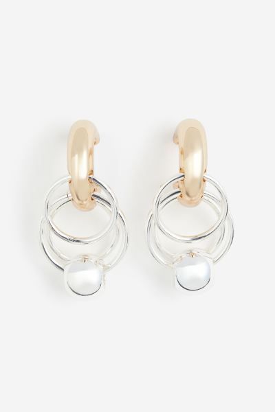 Two-toned hoop earrings - Gold-coloured/Silver-coloured - Ladies | H&M GB | H&M (UK, MY, IN, SG, PH, TW, HK)
