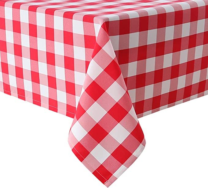 Hiasan Red and White Checkered Tablecloth Rectangle - Stain Resistant, Waterproof Polyester Picni... | Amazon (US)