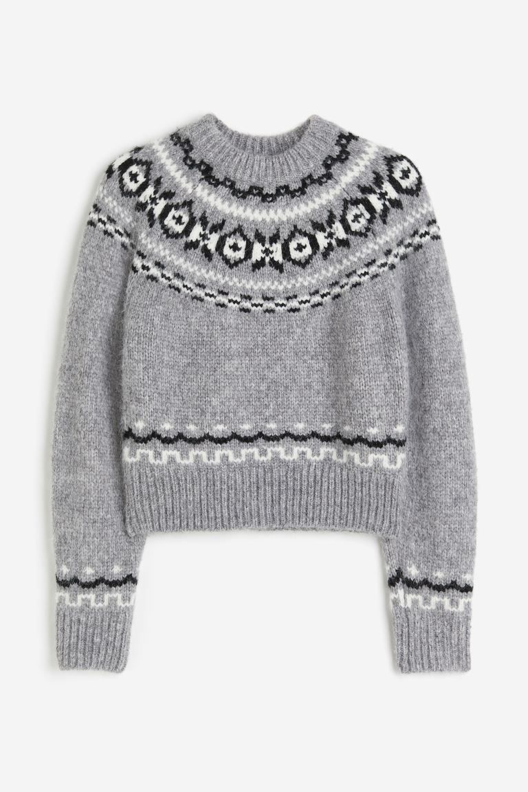 Jacquard-knit jumper - Grey - Ladies | H&M GB | H&M (UK, MY, IN, SG, PH, TW, HK)