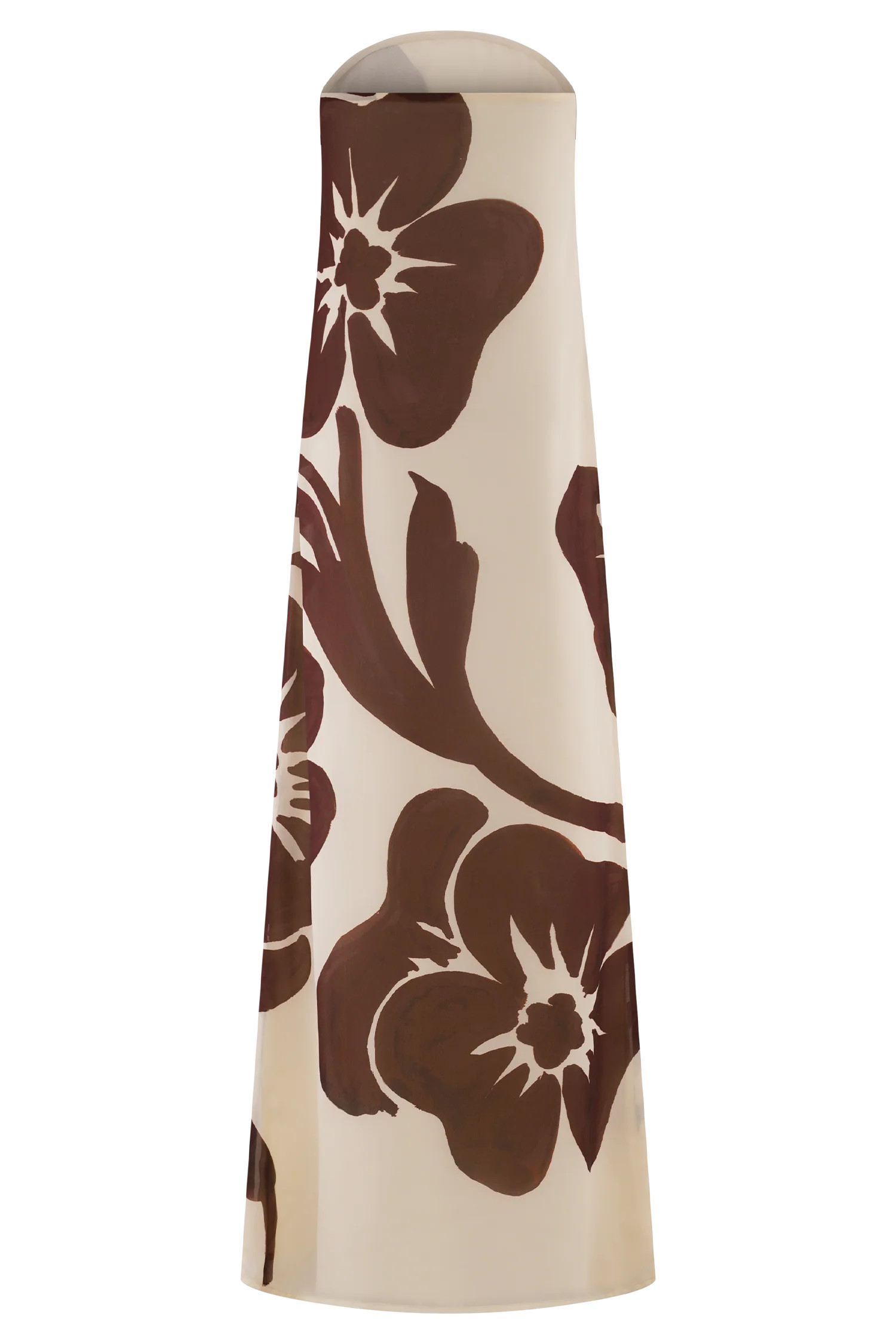 Strapless Chiffon Maxi Dress - Brown Deco Fleur Print | MESHKI US