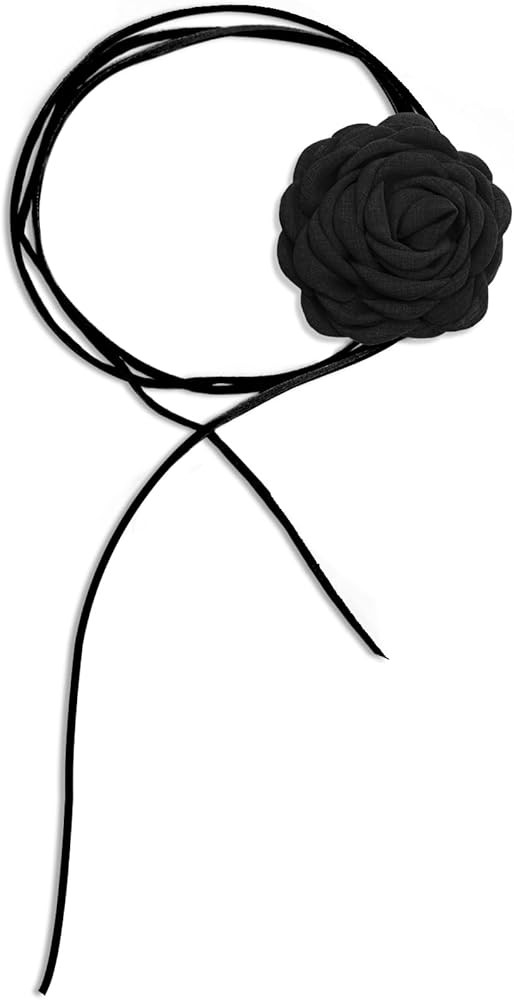Flower Choker Necklace Black Velvet Flower Choker Rose Choker Big Flower Collar Choker Necklace F... | Amazon (US)