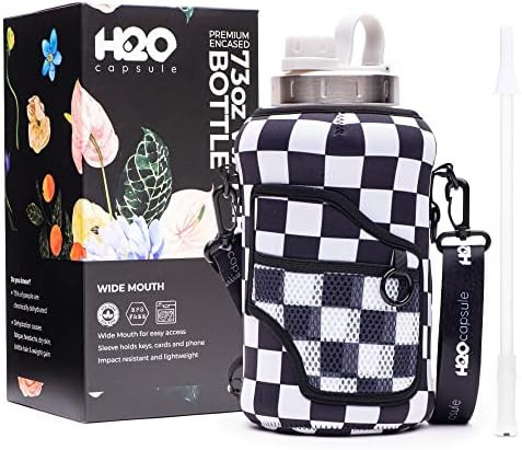 Amazon.com: H2O Capsule 2.2L Half Gallon Wide Mouth Water Bottle with Storage Sleeve and Removabl... | Amazon (US)