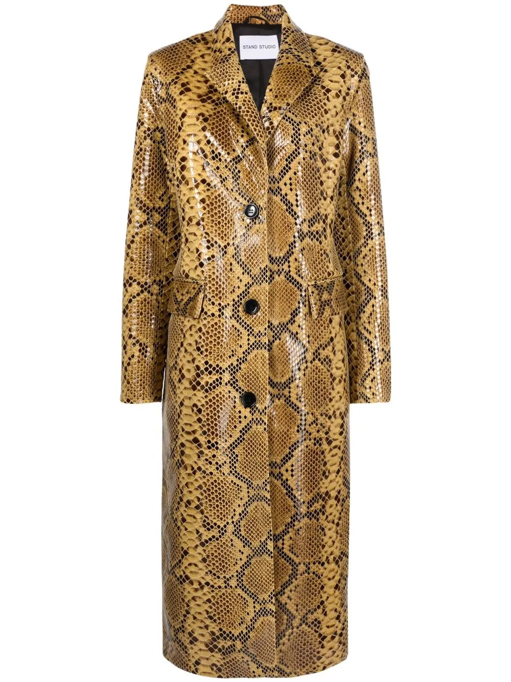 STAND STUDIO Zoie snakeskin-effect Coat - Farfetch | Farfetch Global