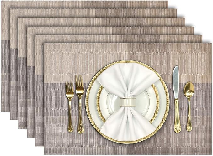 Aofmee Placemats, Placemats Set of 6, Heat Resistant Place Mats, Washable PVC Table Mats, Woven V... | Amazon (US)