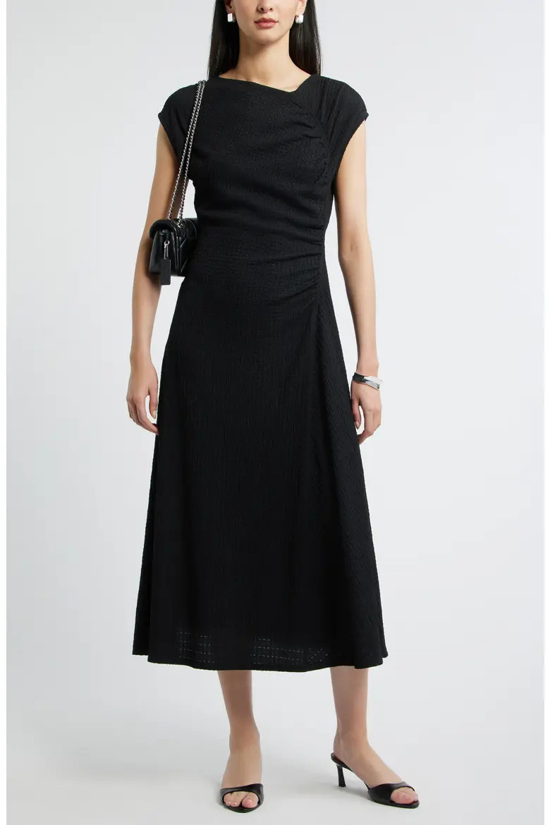 Textured Ruched Midi Dress (Women) | Nordstrom | Nordstrom