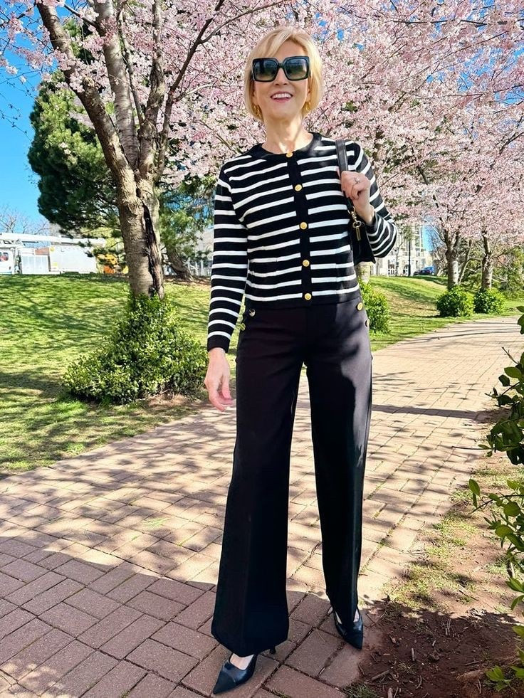 Stepping into the day with a little classic flair 🖤🤍 This black and white striped lady jacket with gold buttons from Amazon is giving all the chic vibes, paired perfectly with black pants and pointed heels. Effortless, polished, and ready for anything!

#LTKSeasonal #LTKootd #LTKOver40