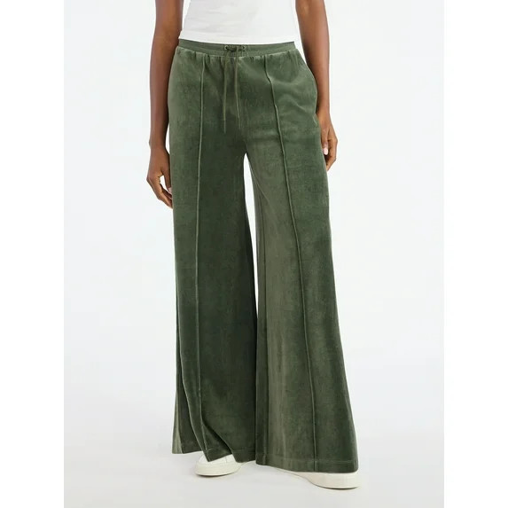 Scoop Women’s Velour Wide Leg Pants, Sizes XS-XXL | Walmart (US)