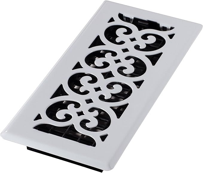 Decor Grates FS410-WH Scroll Design Floor Register,4x10, White | Amazon (US)