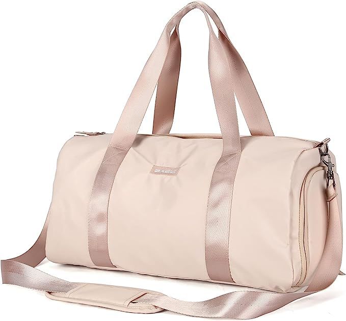 Gym Bag for Women, Workout Duffel Bag, Sports Gym Bags with Wet Pocket and Shoe Compartment,Beige | Amazon (US)