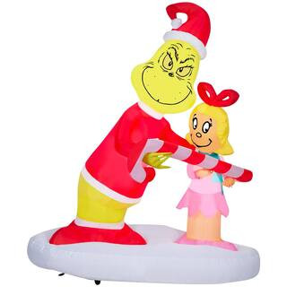 Gemmy5.5 ft. H x 3 ft. W x 4 ft. L LED Lighted Christmas Inflatable Airblown-Grinch Passing Out C... | The Home Depot