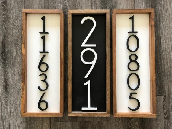 Vertical Address Sign + Wood Address Home Sign + Wooden Farmhouse Number Sign + Porch numbers + W... | Etsy (US)