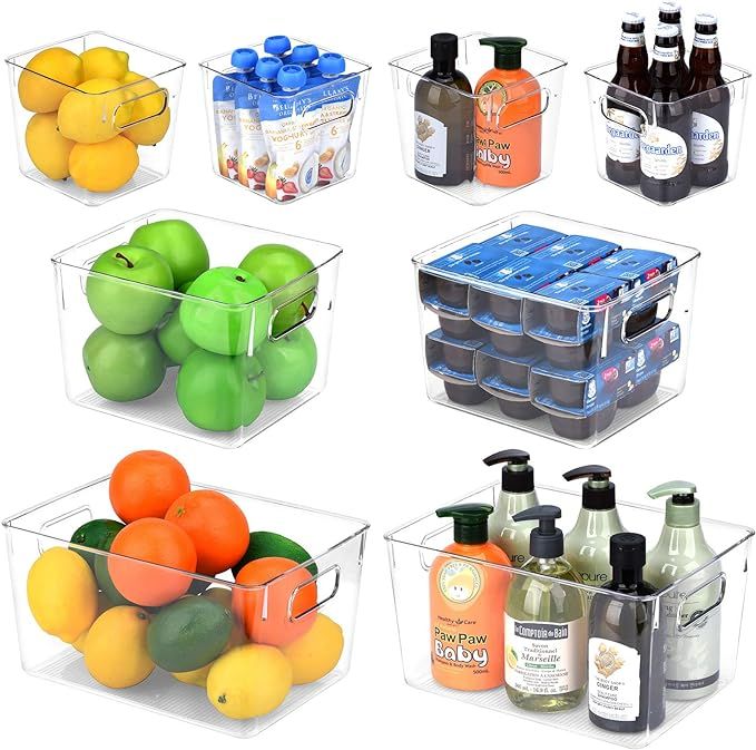 Toplife Refrigerator Storage Bins with Handle, Clear Plastic Organizer Container for Kitchen, Pan... | Amazon (US)