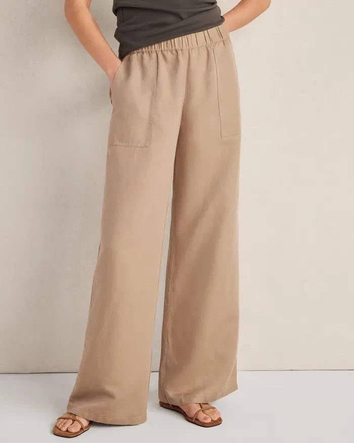 Linen Blend Dobby Wide Leg Pants | Nordstrom