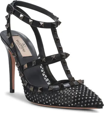 Rockstud T-Strap Pointed Toe Pump (Women) | Nordstrom