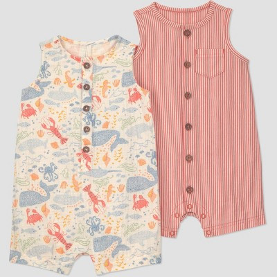 Carter's Just One You® Baby Boys' 2pk Sea Animals Romper Set - Ivory/Orange 9M | Target