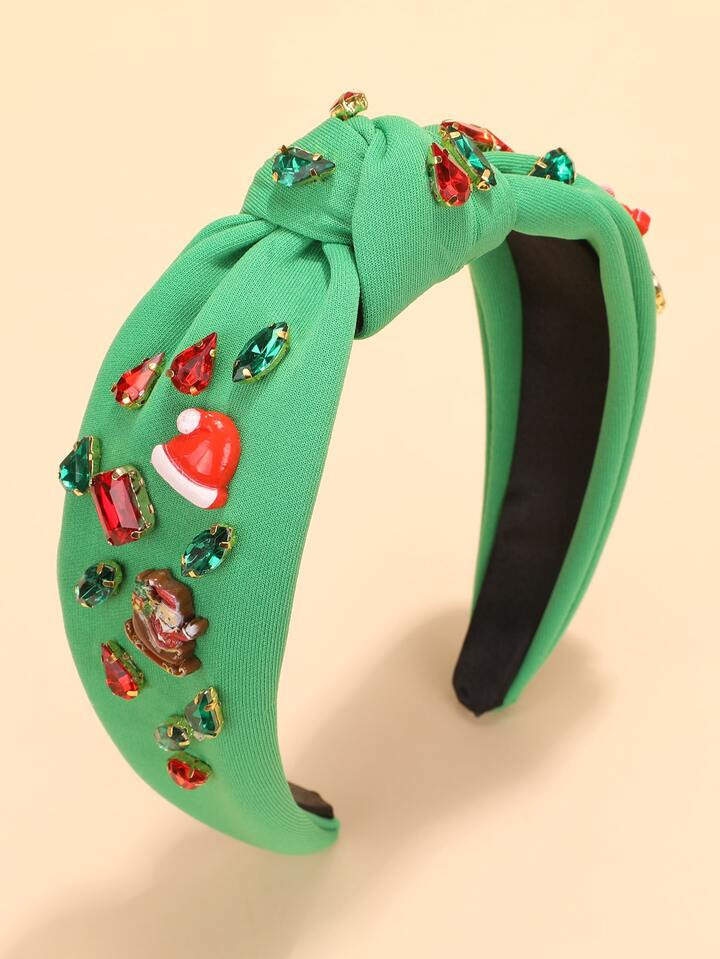 1pc Women's Knotted Headband With Colorful Artificial Gemstone Decoration, Christmas Hair Accesso... | SHEIN