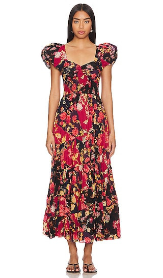 Free People Sundrenched Short Sleeve Maxi Dress in Black. - size S | Revolve Clothing (Global)