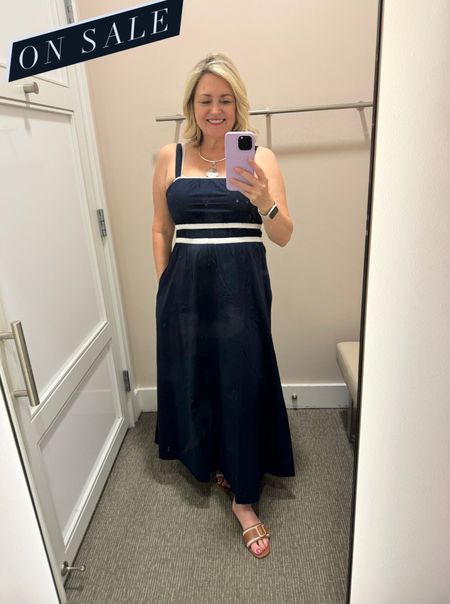 Love this navy and white maxi dress. Such a cute summer dress for a memorial day weekend party or any summer event.
Sandals 

#LTKOver40 #LTKSaleAlert #LTKSeasonal