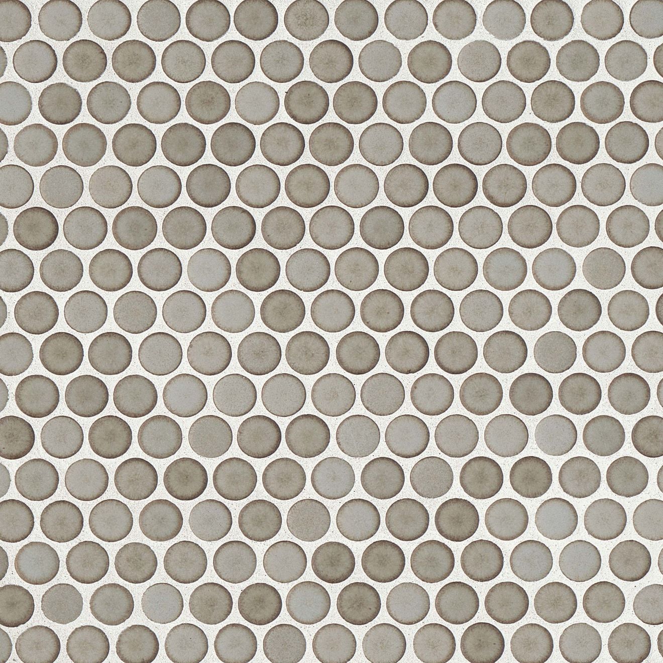 360 3/4" x 3/4" Penny Round Matte Mosaic Tile in Pumice | Bedrosians Tile & Stone
