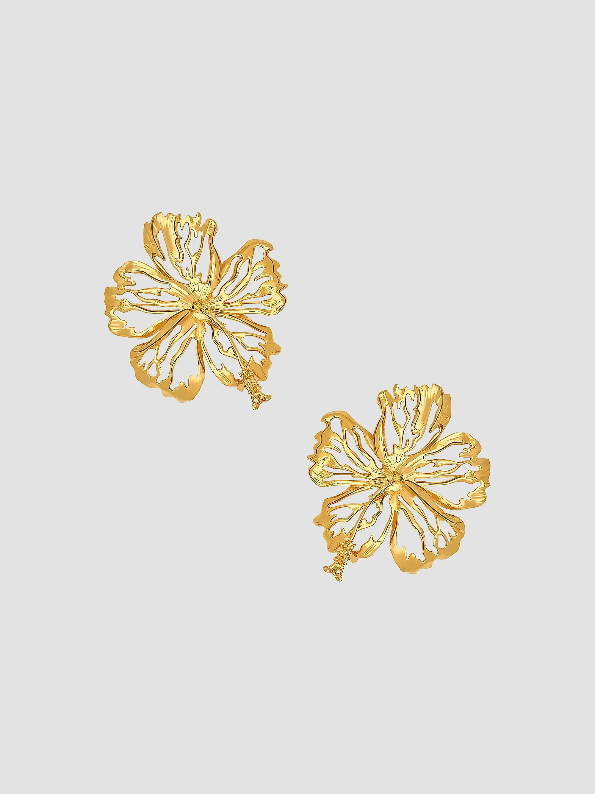 24K-Gold-Plated Hibiscus Stud Earrings | Saks Fifth Avenue