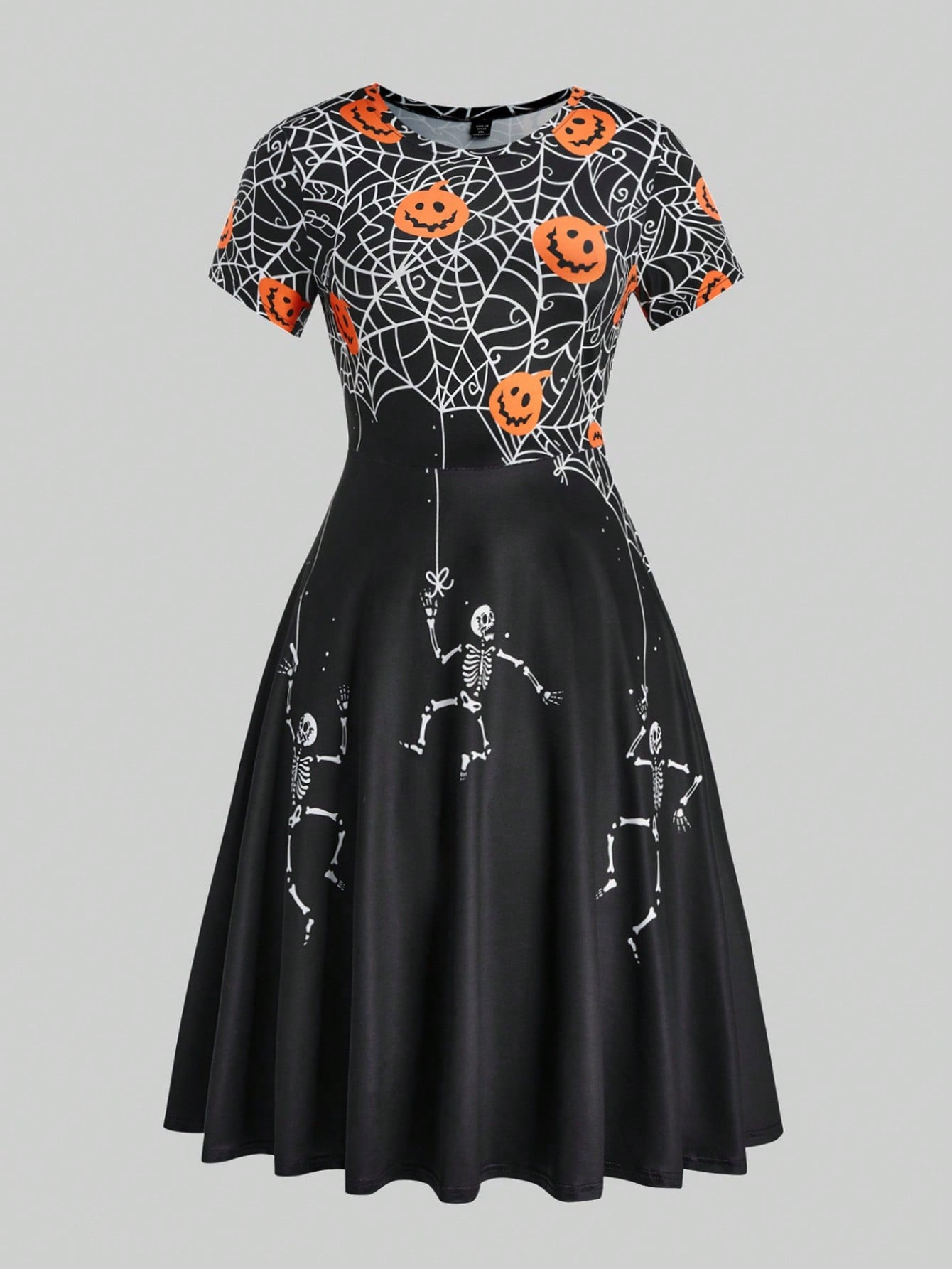 SHEIN LUNE Plus Size Halloween Print Short Sleeve Dress | SHEIN