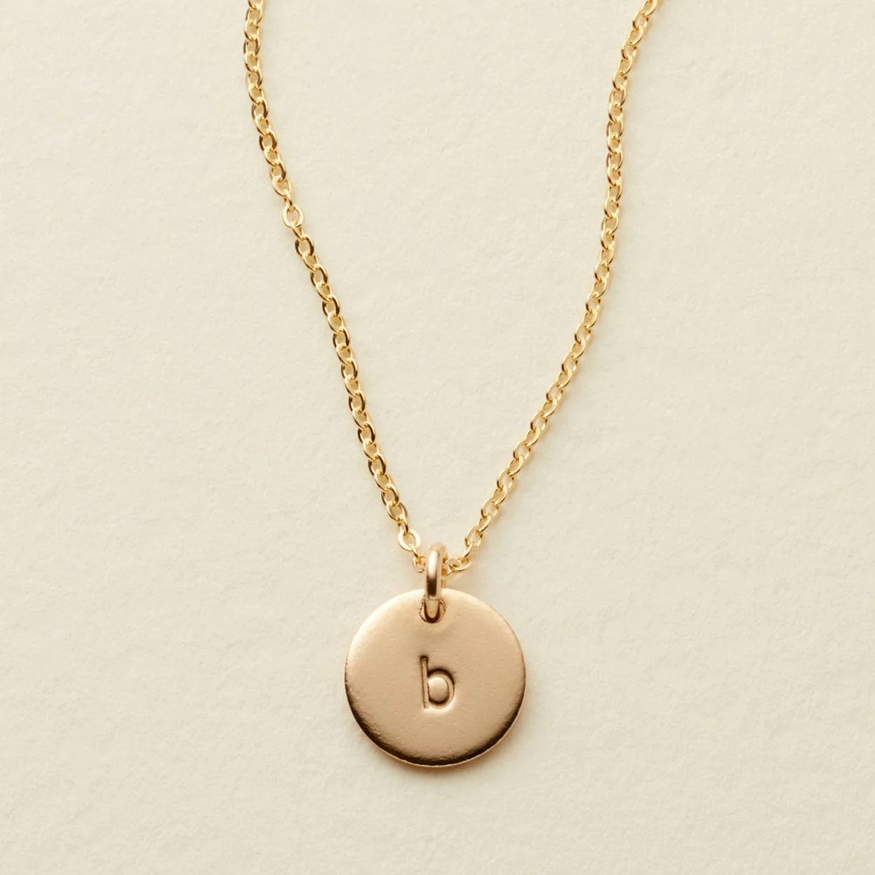 Made By Mary Initial Disc Necklace—3/8" | Hand Stamped, Stackable | Made By Mary | Made By Mary
