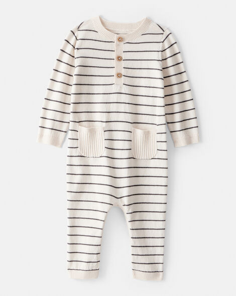 Baby Boy Striped Cotton Long-Sleeve Jumpsuit | Carter's Inc