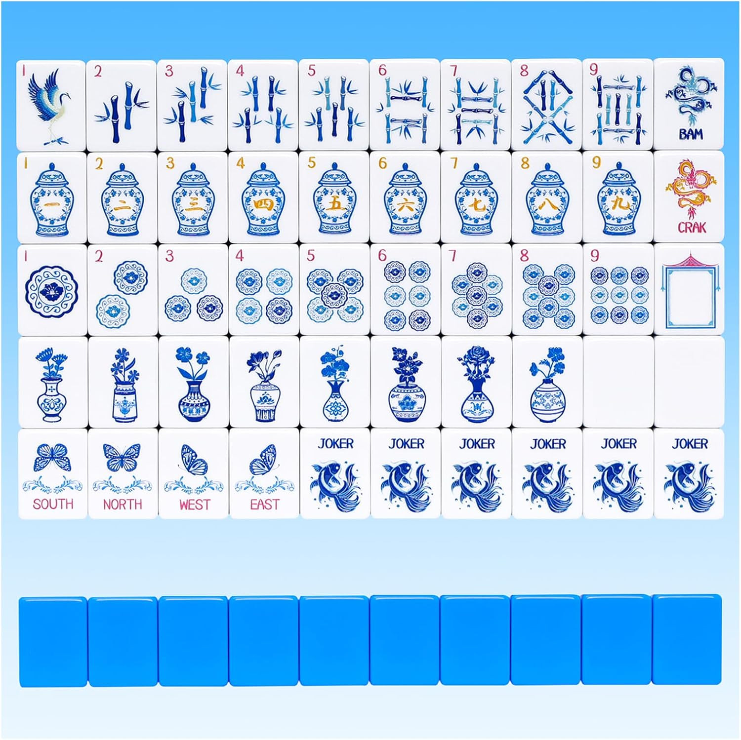 Light Blue American Mahjong Tile Set(1.2"), 160 Engraved Tiles with Mahjong Tiles Bag and Mah-jongg Accessories | Amazon (US)